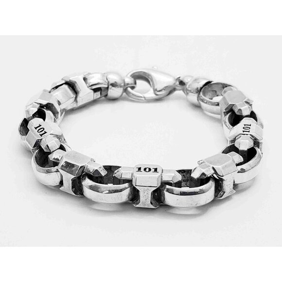 Room 101 Designer Caterpillar Link Bracelet Sterling Silver with Custom Clasp